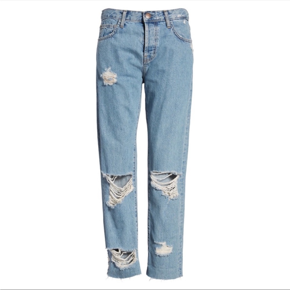 CURRENT/ELLIOTT Ripped Original Straight Leg Jeans with cut hem Size 27 - Picture 3 of 3
